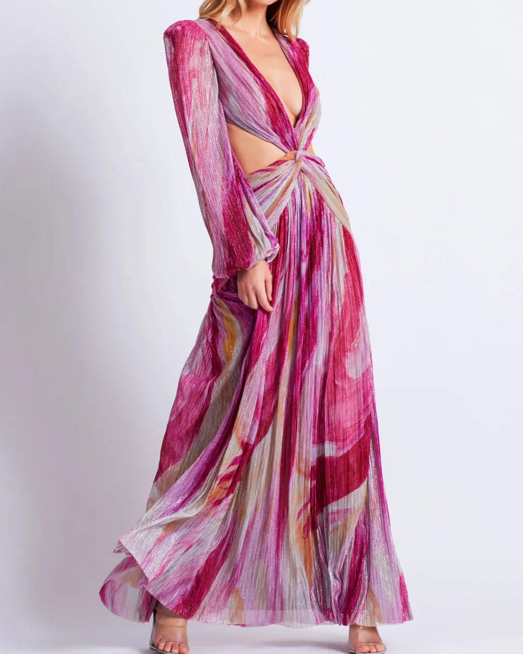 PatBO Aura Metallic Plunge Maxi Dress- Dresses & Jumpsuits