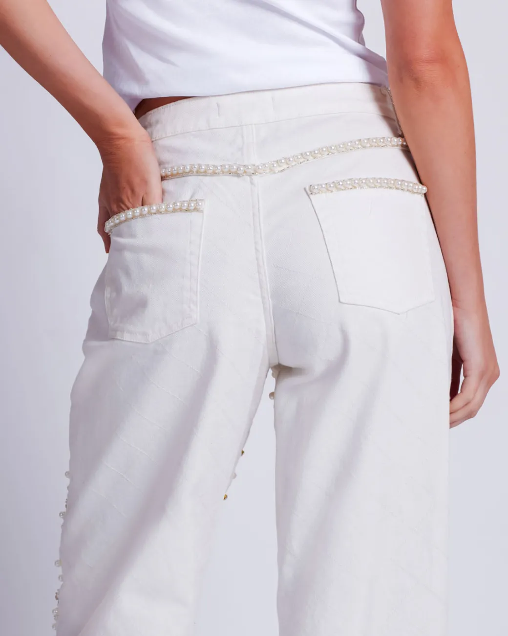PatBO Beaded Wide Leg Jeans (FINAL SALE)- Matching Sets|Denim
