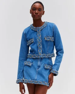 PatBO Braided Cropped Jacket- Matching Sets|Denim