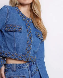 PatBO Braided Cropped Jacket- Matching Sets|Denim