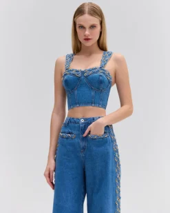 PatBO Braided Cropped Top- Matching Sets|Denim