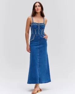 PatBO BRAIDED MIDI DRESS- Denim|Dresses & Jumpsuits