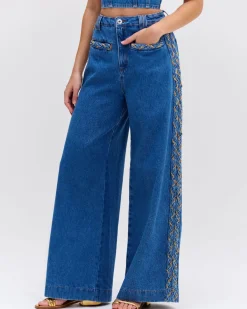 PatBO Braided Wide Leg Jeans- Matching Sets|Denim