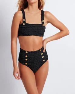 PatBO Crinkle Lurex Bikini Bottom- Bikinis