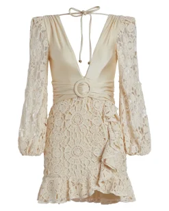 PatBO Crochet Plunge Mini Dress- Dresses & Jumpsuits|Beach Dresses