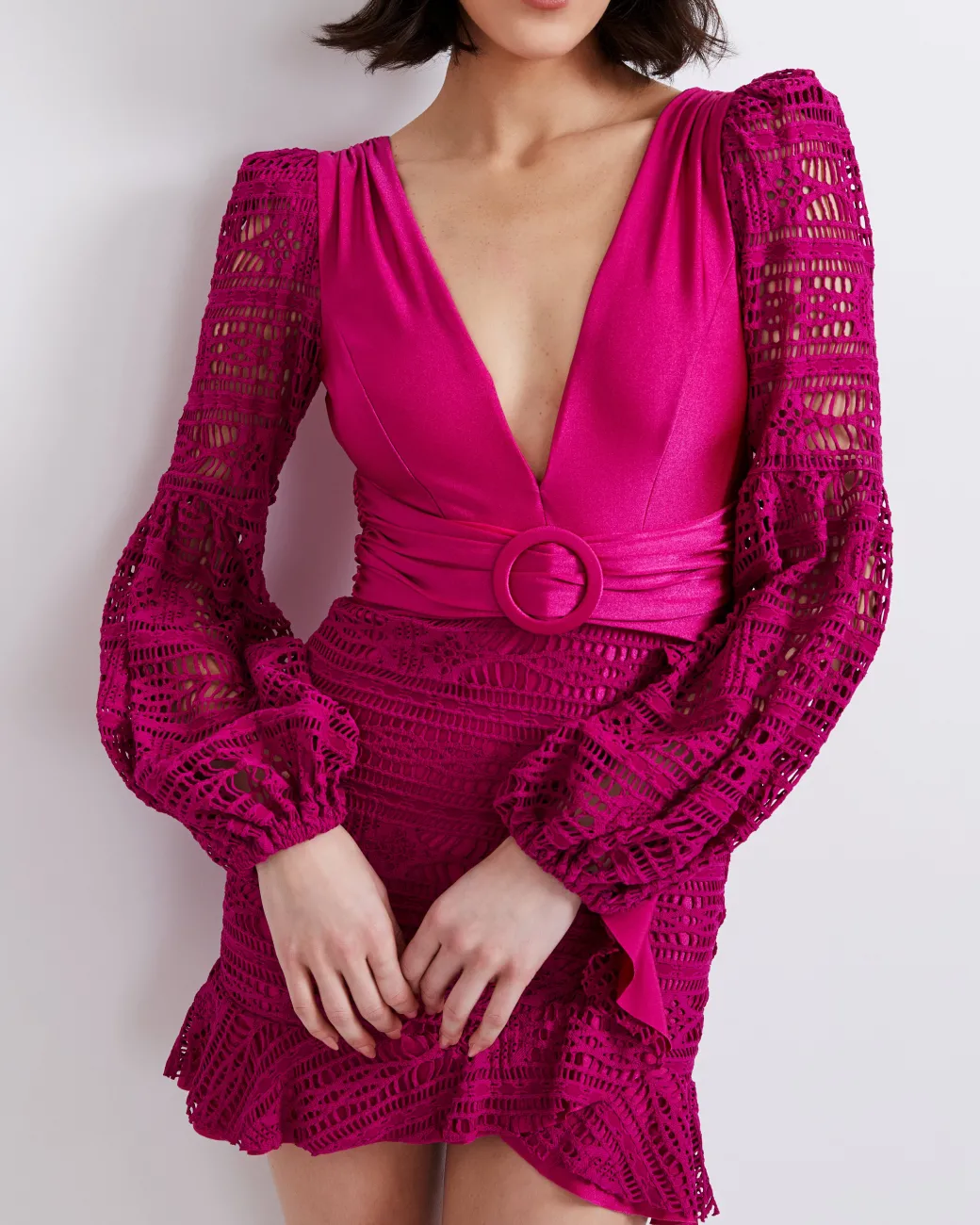 PatBO Crochet Plunge Mini Dress (FINAL SALE)- Dresses & Jumpsuits