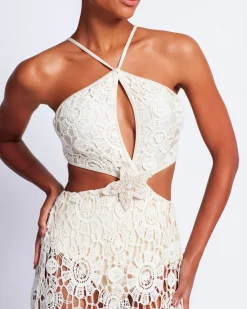PatBO Embroidered Crochet Halterneck Dress- Beach Dresses|Dresses & Jumpsuits