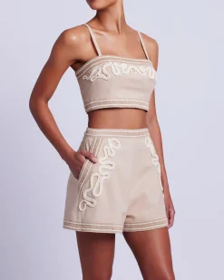 PatBO Embroidered Linen Shorts- Matching Sets|Bottoms