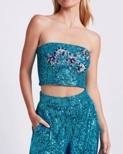 PatBO EMBROIDERED OMBRE SEQUIN TOP (FINAL SALE)- Matching Sets|Tops & Bodysuits