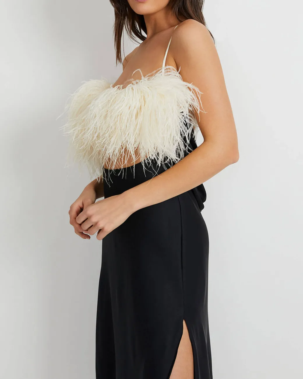 PatBO Feather Trim Maxi Slip Dress (FINAL SALE)- Dresses & Jumpsuits