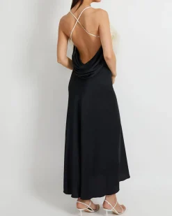 PatBO Feather Trim Maxi Slip Dress (FINAL SALE)- Dresses & Jumpsuits