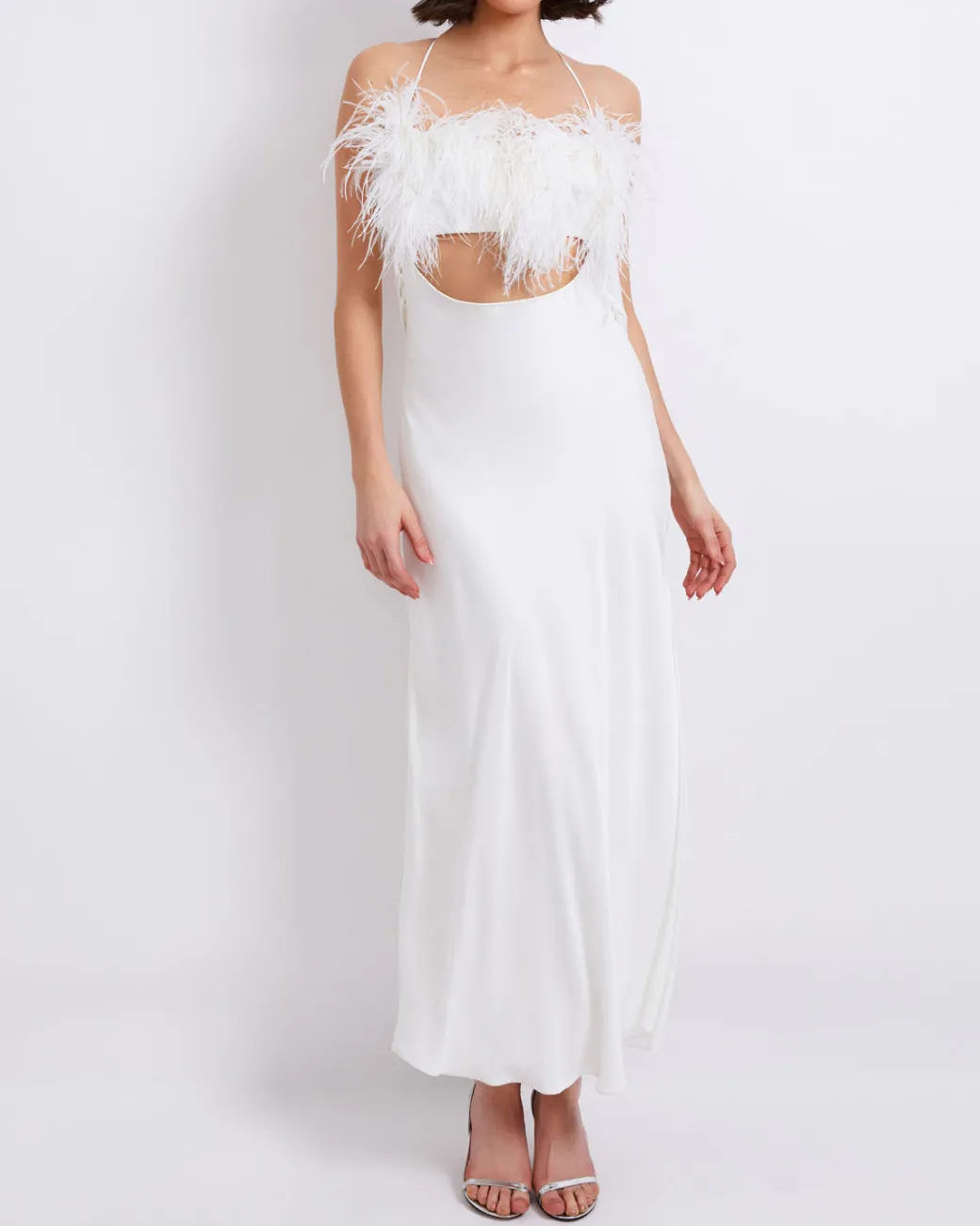 PatBO FEATHER TRIM MAXI SLIP DRESS (FINAL SALE)- Dresses & Jumpsuits