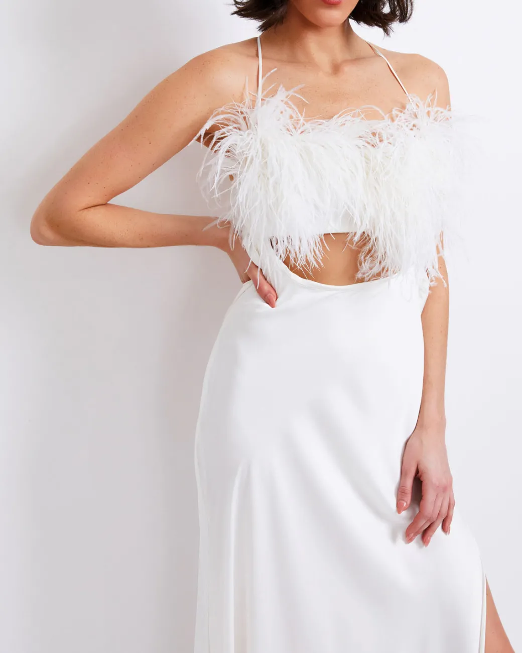 PatBO FEATHER TRIM MAXI SLIP DRESS (FINAL SALE)- Dresses & Jumpsuits