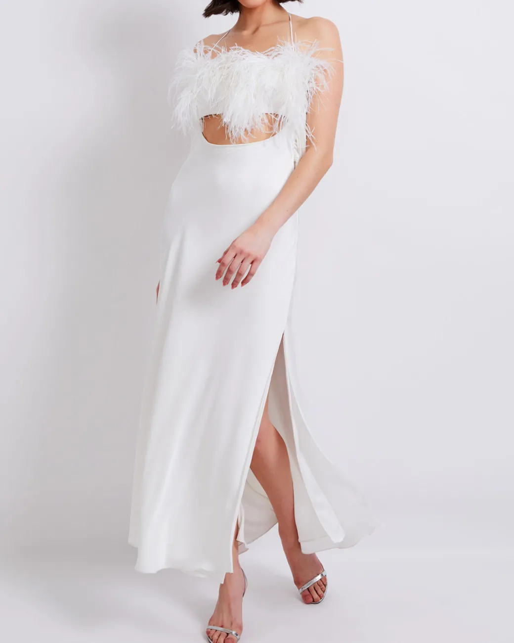 PatBO FEATHER TRIM MAXI SLIP DRESS (FINAL SALE)- Dresses & Jumpsuits