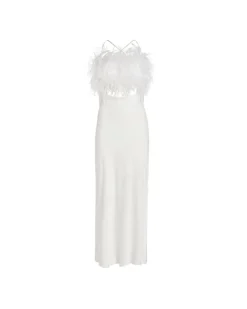 PatBO FEATHER TRIM MAXI SLIP DRESS (FINAL SALE)- Dresses & Jumpsuits