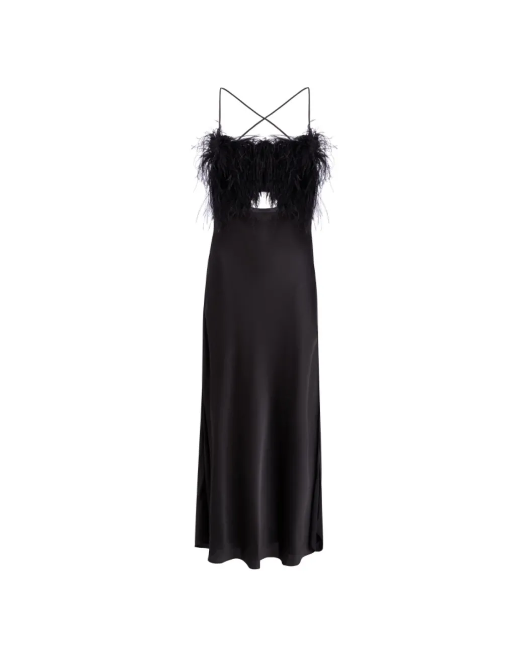 PatBO FEATHER TRIM MAXI SLIP DRESS (FINAL SALE)- Dresses & Jumpsuits