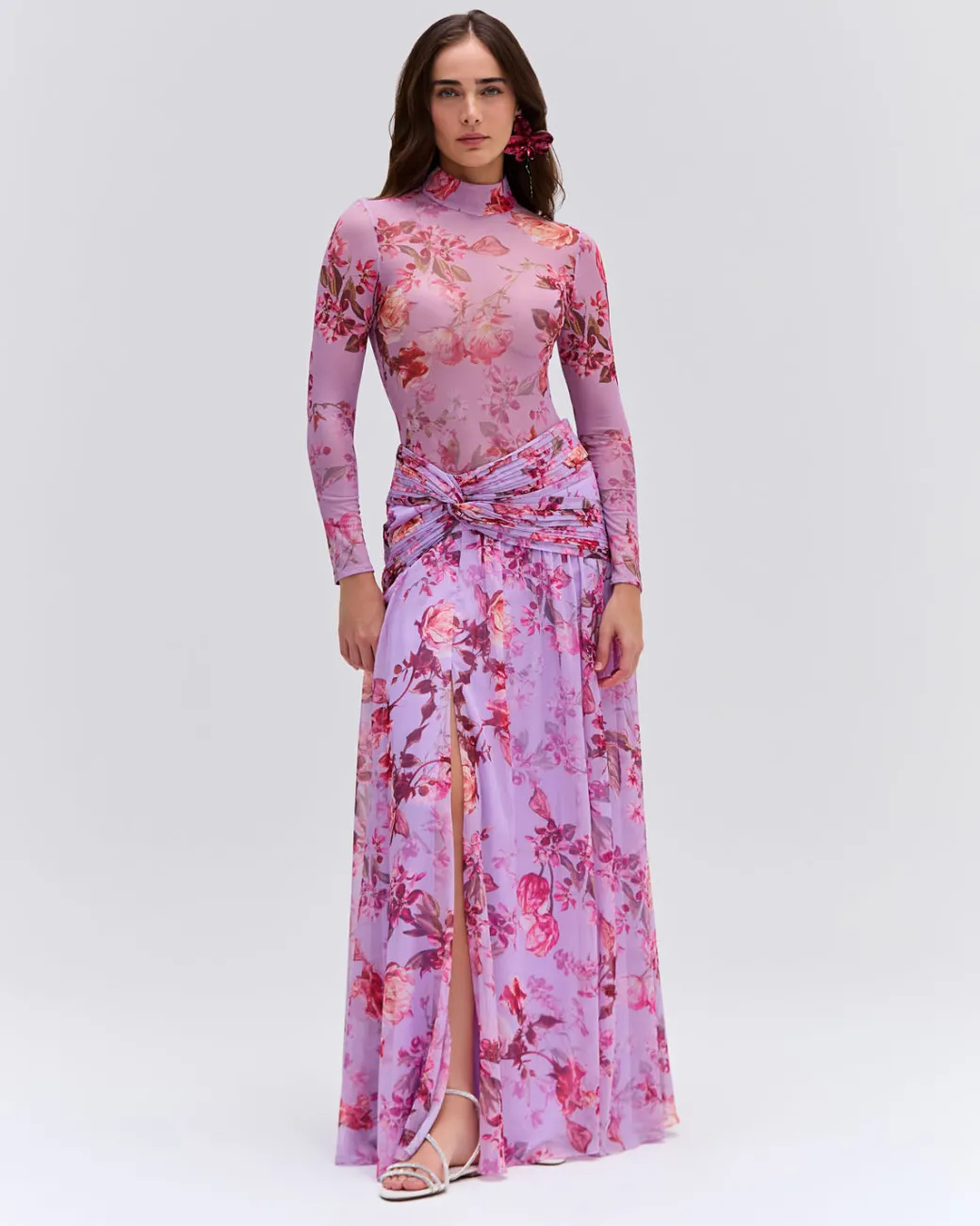 PatBO Floral Haze Draped Maxi Skirt (EXCLUSIVE)- Matching Sets|Bottoms