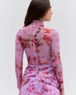 PatBO Floral Haze Stretch Tulle Bodysuit- Matching Sets|Tops & Bodysuits