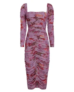 PatBO Floral Haze Stretch Tulle Midi Dress- Dresses & Jumpsuits