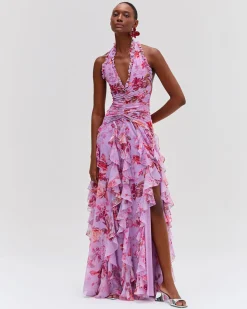 PatBO Floral Haze Stretch Tulle Maxi Dress- Dresses & Jumpsuits