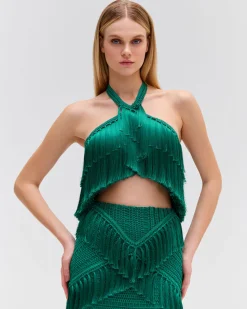 PatBO Fringe Halterneck Top (FINAL SALE)- Matching Sets|Tops & Bodysuits