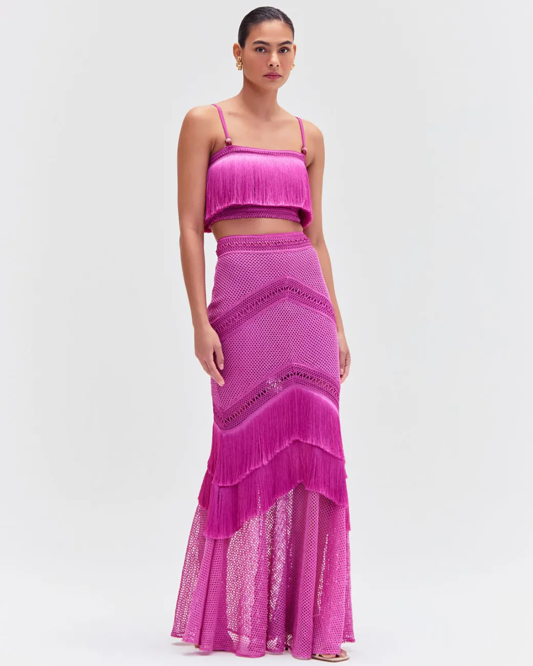 PatBO Fringe Maxi Skirt- Matching Sets|Bottoms