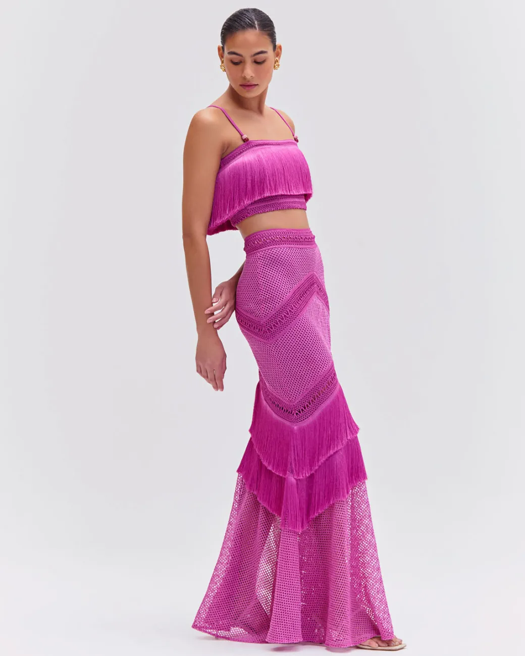 PatBO Fringe Maxi Skirt- Matching Sets|Bottoms