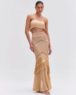 PatBO Fringe Maxi Skirt- Matching Sets|Bottoms