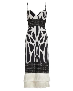 PatBO Fringe Trim Cotton Midi Dress (FINAL SALE)- Dresses & Jumpsuits
