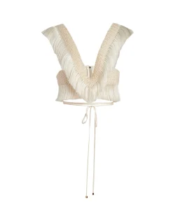 PatBO Fringe Trim Cropped Top- Matching Sets|Tops & Bodysuits