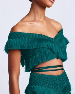 PatBO FRINGE TRIM CROPPED TOP- Tops & Bodysuits