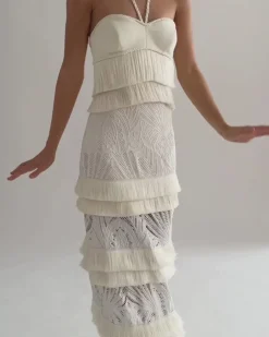 PatBO Fringe Trim Lace Maxi Skirt- Matching Sets|Bottoms