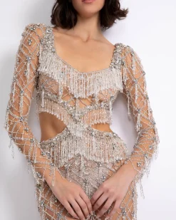 PatBO Fully Beaded Long Sleeve Gown (RUNWAY)- Dresses & Jumpsuits