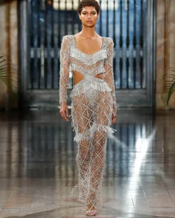 PatBO Fully Beaded Long Sleeve Gown (RUNWAY)- Dresses & Jumpsuits