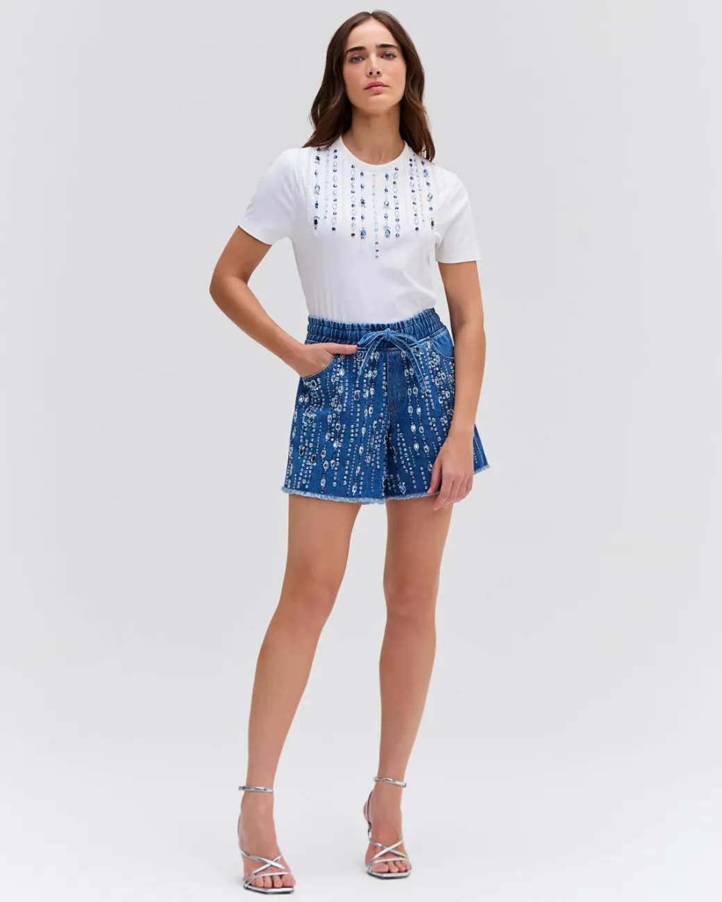 PatBO HAND BEADED SHORTS- Matching Sets|Denim