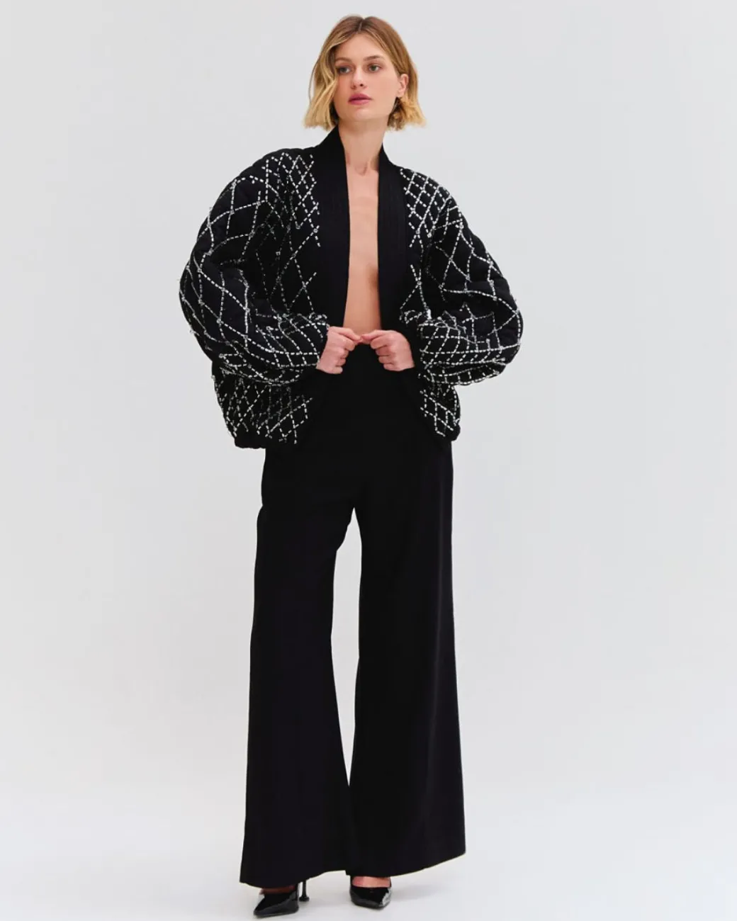 PatBO Hand Beaded Quilted Jacket (RUNWAY)- Jackets