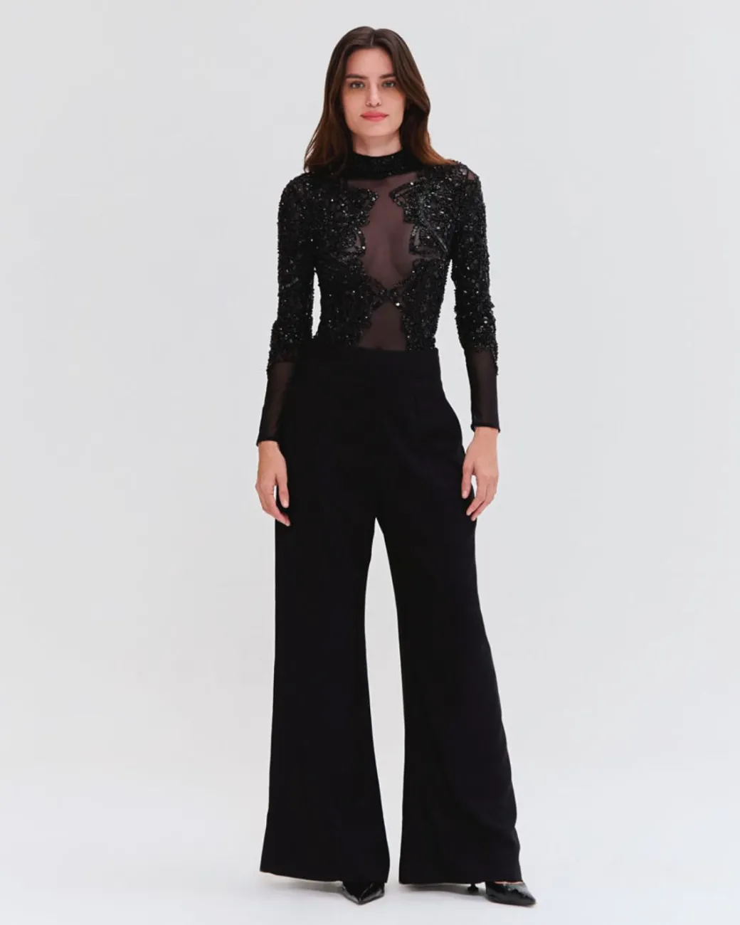 PatBO HAND BEADED TULLE BODYSUIT (EXCLUSIVE)- Tops & Bodysuits