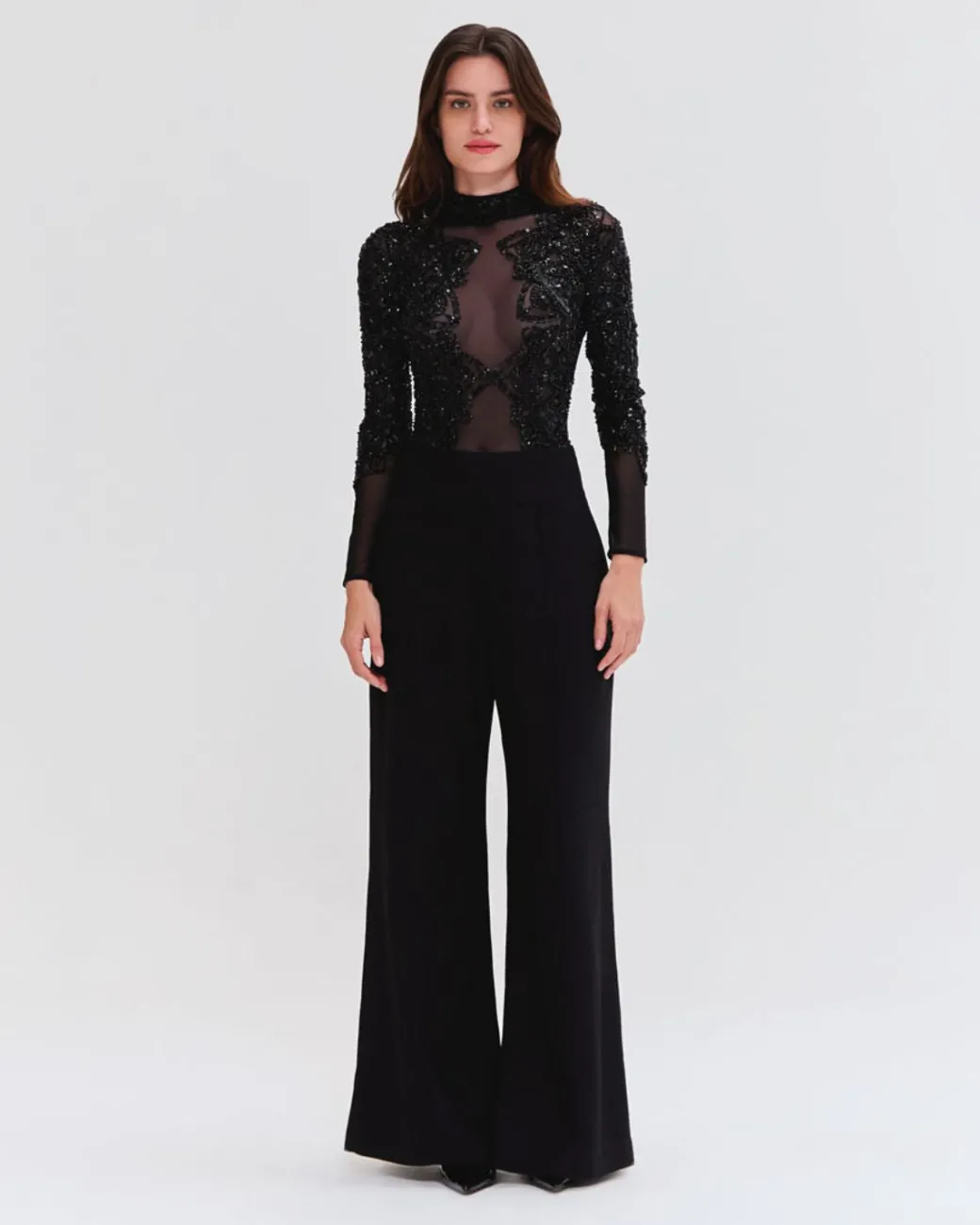PatBO HAND BEADED TULLE BODYSUIT (EXCLUSIVE)- Tops & Bodysuits