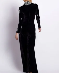 PatBO HAND BEADED VELVET BODYSUIT- Matching Sets|Tops & Bodysuits