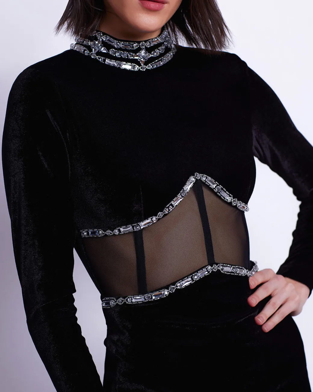 PatBO HAND BEADED VELVET BUSTIER MINI DRESS- Dresses & Jumpsuits