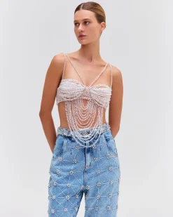 PatBO Hand-Beaded Bralette (RUNWAY)- Tops & Bodysuits