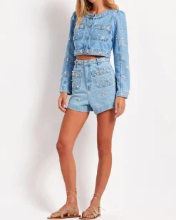 PatBO Hand-Beaded Cropped Jacket (FINAL SALE)- Matching Sets|Denim