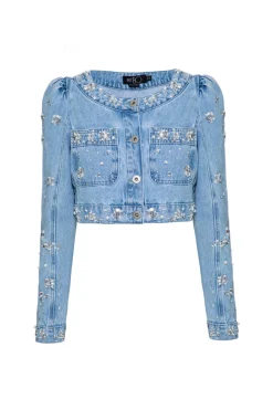 PatBO Hand-Beaded Cropped Jacket (FINAL SALE)- Matching Sets|Denim