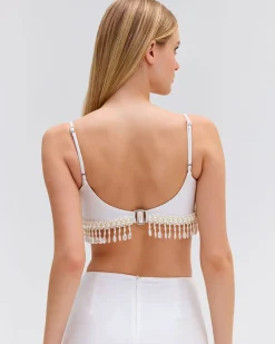 PatBO HAND-BEADED CROPPED TOP- Tops & Bodysuits|Matching Sets