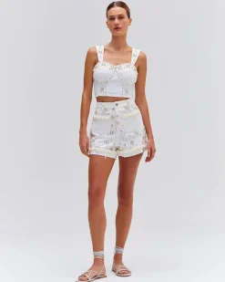 PatBO Hand-beaded Denim Top (FINAL SALE)- Matching Sets|Denim