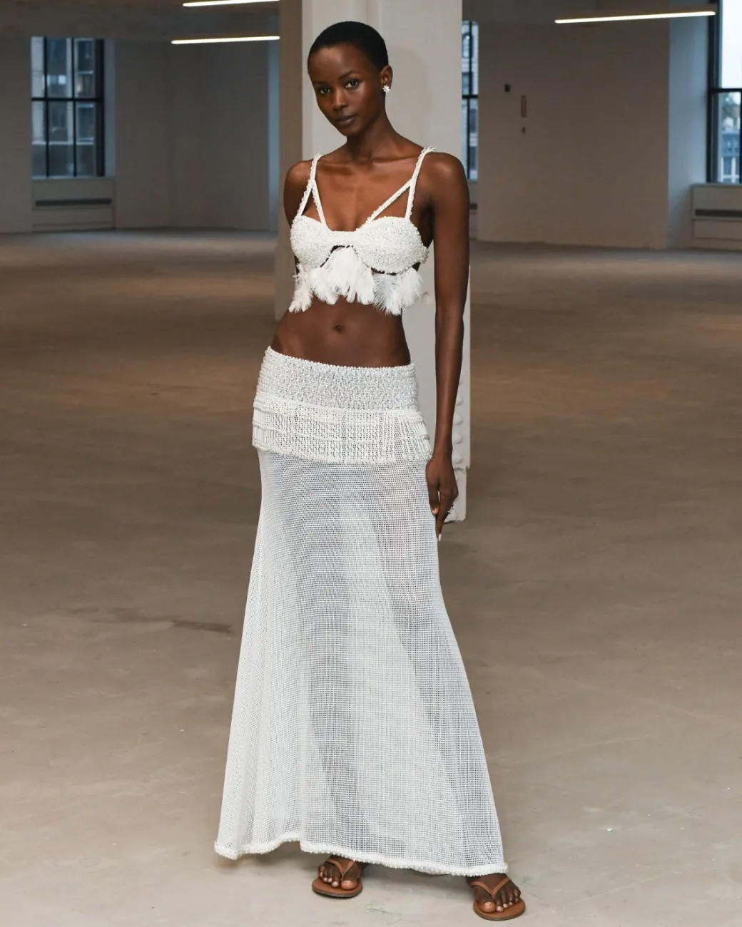 PatBO Hand-Beaded Feather Top (EXCLUSIVE)- Tops & Bodysuits
