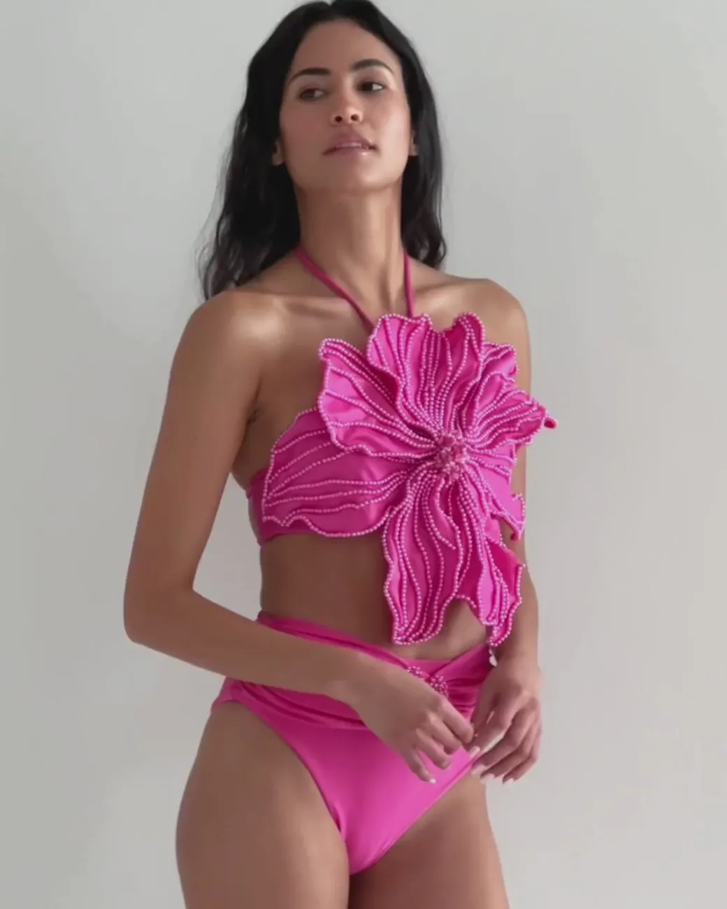 PatBO HAND-BEADED FLOWER TOP- Tops & Bodysuits
