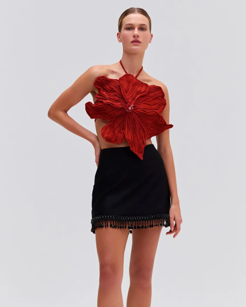 PatBO HAND-BEADED FLOWER TOP (EXCLUSIVE)- Tops & Bodysuits