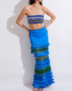 PatBO HAND-BEADED FRINGE TRIM MAXI SKIRT (FINAL SALE)- Bottoms