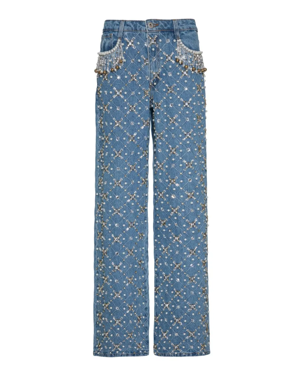 PatBO HAND-BEADED HIGH WAIST JEANS (FINAL SALE)- Matching Sets|Denim